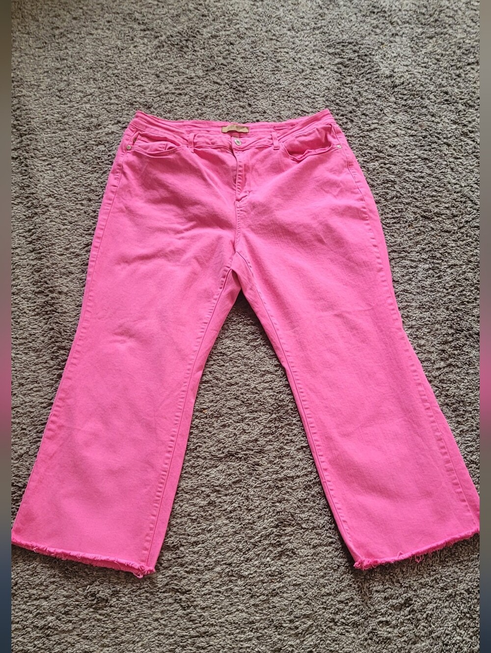 Judy Blue Hot Pink Womens Cropped Wide Leg Jeans